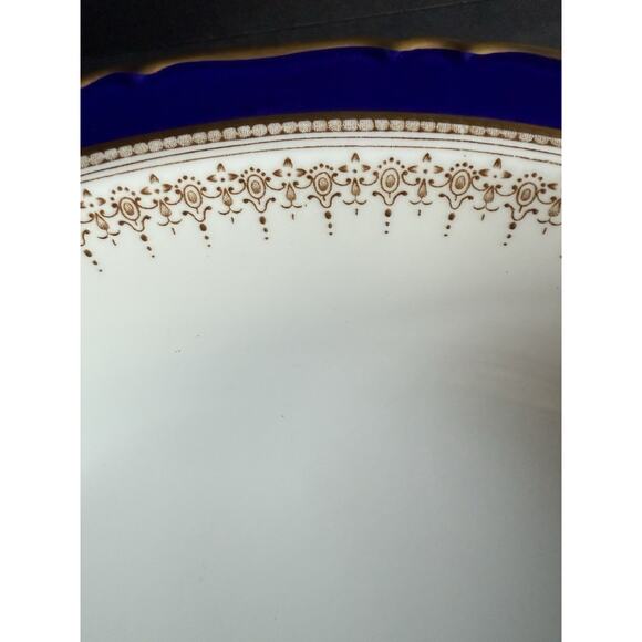 Royal Worcester Regency Gold Rimmed Serving Bowl Blue White China Tableware 10” - Picture 2 of 9